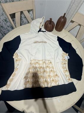 Disneyland Kids Cream & Black Hooded Pullover with Gold Pattern